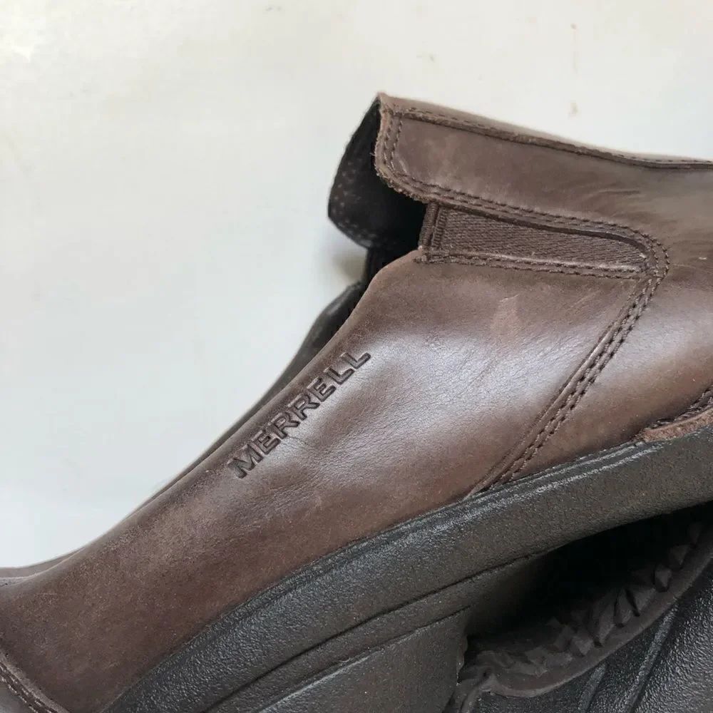 Merrell brown leather slip on clogs - Picture 8 of 8
